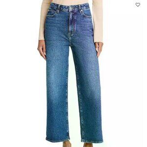 FRAME The Wide high-rise ankle wide-leg raw hem jeans in Rival Sz 28